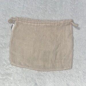 Reusable Mesh Drawstring Bag in Natural Beige